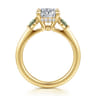 Stella - 14K Yellow Gold Round Three Stone Green Sapphire and Diamond Engagement Ring - 0.05 ct