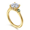 Stella - 14K Yellow Gold Round Three Stone Green Sapphire and Diamond Engagement Ring - 0.05 ct