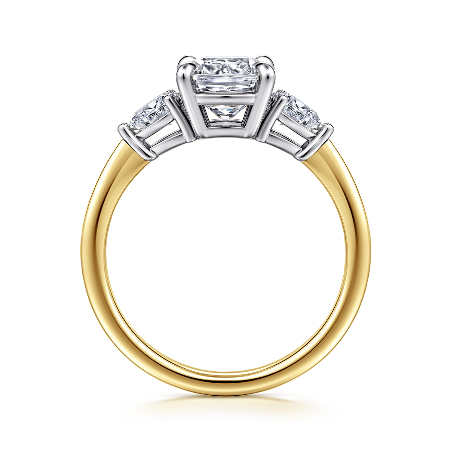 Sima - 14K White-Yellow Gold Cushion Cut Three Stone Diamond Engagement Ring - 0.3 ct - Shot 2