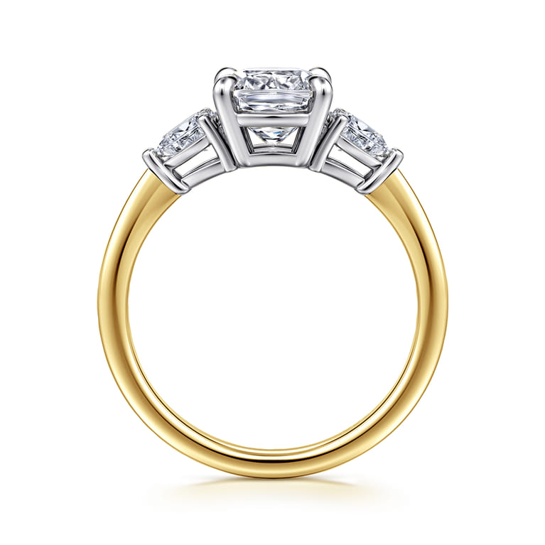 Sima - 14K White-Yellow Gold Cushion Cut Three Stone Diamond Engagement Ring - 0.3 ct - Shot 2