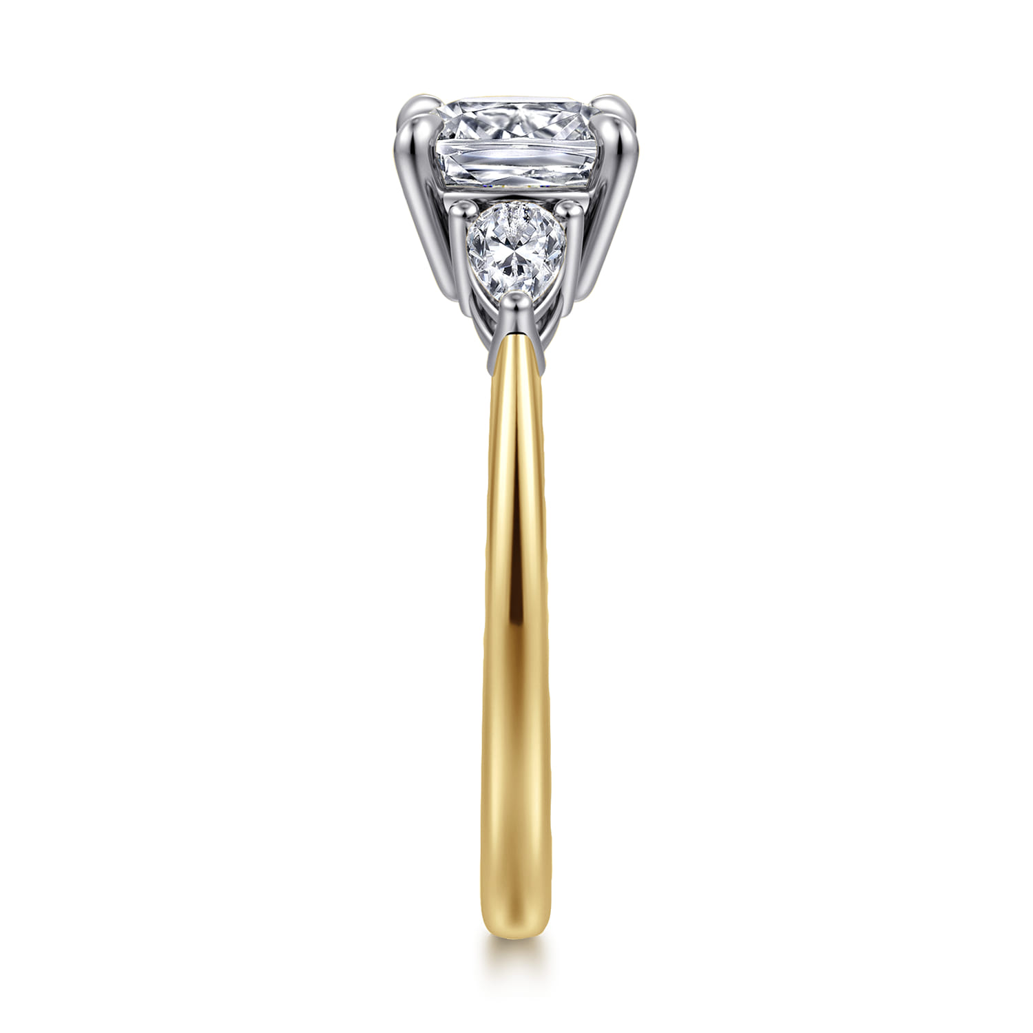 Sima - 14K White-Yellow Gold Cushion Cut Three Stone Diamond Engagement Ring - 0.3 ct - Shot 4