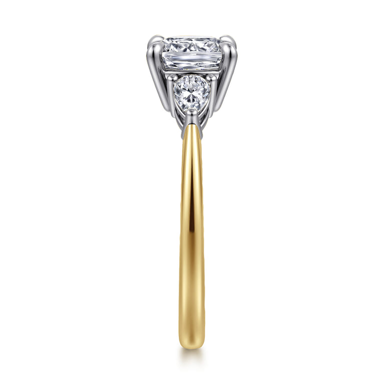 Sima - 14K White-Yellow Gold Cushion Cut Three Stone Diamond Engagement Ring - 0.3 ct - Shot 4
