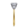 Sima - 14K White-Yellow Gold Cushion Cut Three Stone Diamond Engagement Ring - 0.3 ct