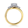 Elin - 14K White-Yellow Gold Cushion Cut Three Stone Diamond Engagement Ring - 0.5 ct