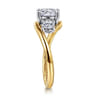 Elin - 14K White-Yellow Gold Cushion Cut Three Stone Diamond Engagement Ring - 0.5 ct