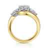Beyond - 14K White-Yellow Gold Bypass Cushion Cut Three Stone Diamond Engagement Ring - 0.7 ct