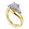 Beyond - 14K White-Yellow Gold Bypass Cushion Cut Three Stone Diamond Engagement Ring - 0.7 ct