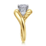 Beyond - 14K White-Yellow Gold Bypass Cushion Cut Three Stone Diamond Engagement Ring - 0.7 ct