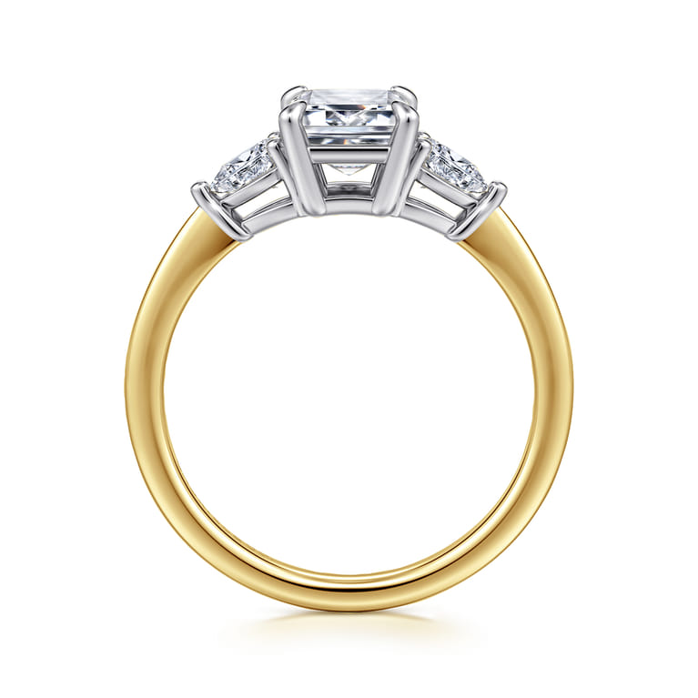 Sima - 14K White-Yellow Gold Emerald Cut Three Stone Diamond Engagement Ring - 0.3 ct - Shot 2