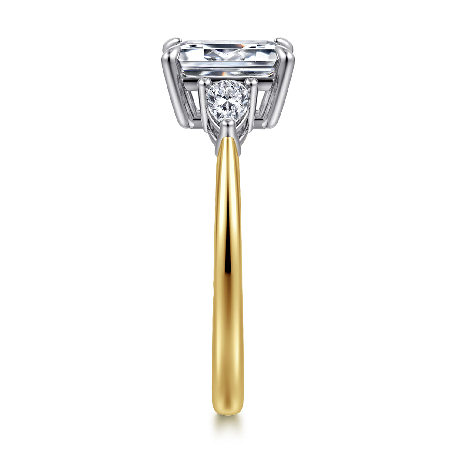 Sima - 14K White-Yellow Gold Emerald Cut Three Stone Diamond Engagement Ring - 0.3 ct - Shot 4