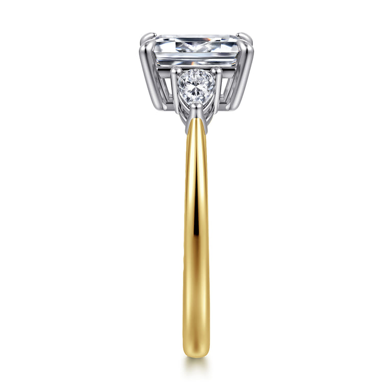 Sima - 14K White-Yellow Gold Emerald Cut Three Stone Diamond Engagement Ring - 0.3 ct - Shot 4