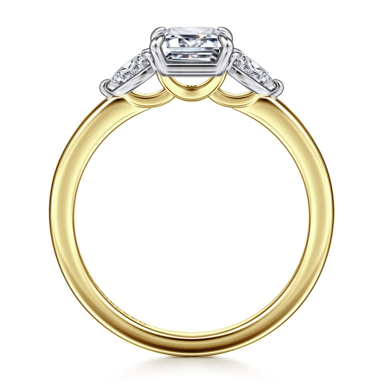 Adalia - 14K Yellow Gold Emerald Cut Three Stone Diamond Engagement Ring - 0.3 ct - Shot 2