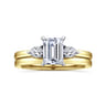 Adalia - 14K Yellow Gold Emerald Cut Three Stone Diamond Engagement Ring - 0.3 ct