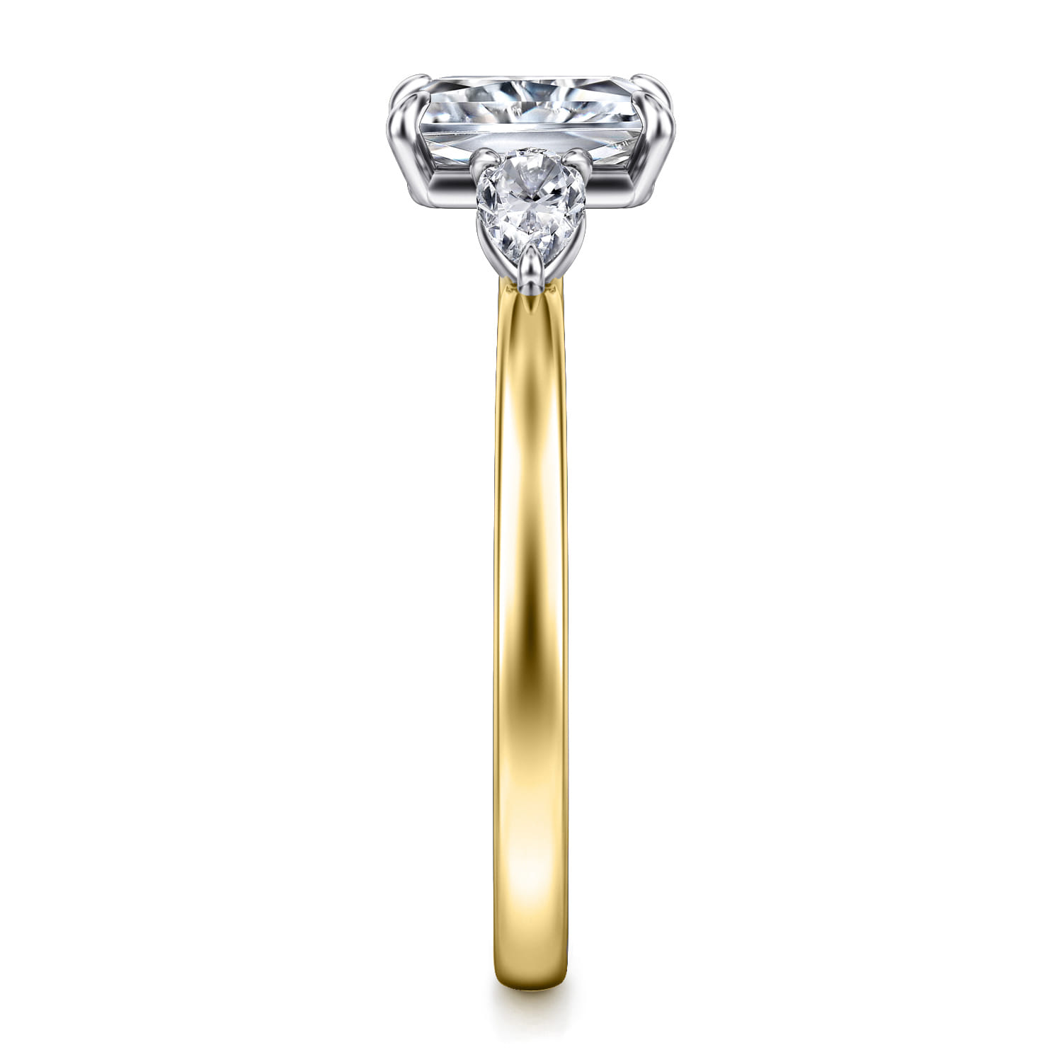 Adalia - 14K Yellow Gold Emerald Cut Three Stone Diamond Engagement Ring - 0.3 ct - Shot 5