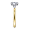 Adalia - 14K Yellow Gold Emerald Cut Three Stone Diamond Engagement Ring - 0.3 ct