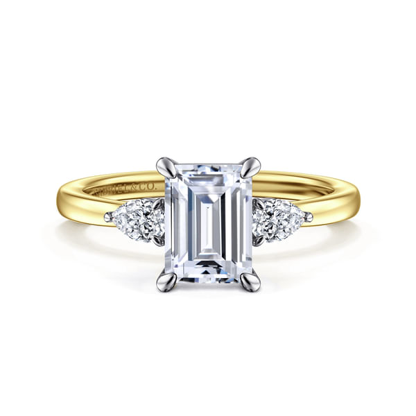 Emerald Cut Stone Ring in 14k Yellow/white Gold Gabriel Co