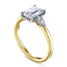 Adalia - 14K Yellow Gold Emerald Cut Three Stone Diamond Engagement Ring - 0.3 ct