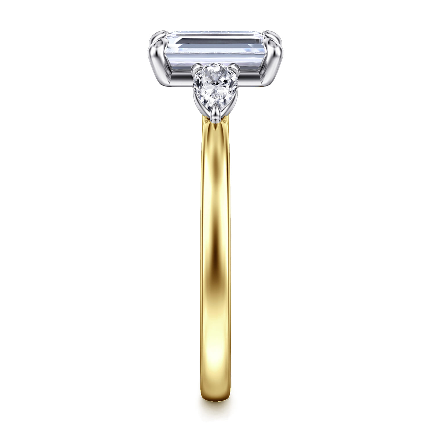 Adalia - 14K Yellow Gold Emerald Cut Three Stone Diamond Engagement Ring - 0.3 ct - Shot 5