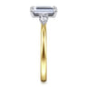 Adalia - 14K Yellow Gold Emerald Cut Three Stone Diamond Engagement Ring - 0.3 ct
