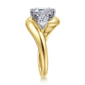 Beyond - 14K White-Yellow Gold Bypass Emerald Cut Three Stone Diamond Engagement Ring - 0.7 ct