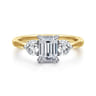 Adeline - 14K White-Yellow Gold Emerald Cut Three Stone Diamond Engagement Ring - 0.5 ct