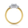 Thalina - 14K White-Yellow Gold Emerald Cut Three Stone Diamond Engagement Ring - 0.5 ct