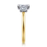 Thalina - 14K White-Yellow Gold Emerald Cut Three Stone Diamond Engagement Ring - 0.5 ct