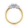 Thalina - 14K White-Yellow Gold Emerald Cut Three Stone Diamond Engagement Ring - 0.75 ct