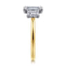 Thalina - 14K White-Yellow Gold Emerald Cut Three Stone Diamond Engagement Ring - 0.75 ct