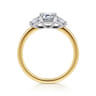 Thalina - 14K White-Yellow Gold Emerald Cut Three Stone Diamond Engagement Ring - 0.5 ct