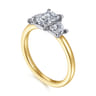 Thalina - 14K White-Yellow Gold Emerald Cut Three Stone Diamond Engagement Ring - 0.5 ct