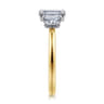 Thalina - 14K White-Yellow Gold Emerald Cut Three Stone Diamond Engagement Ring - 0.5 ct