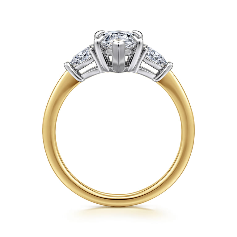 Sima - 14K White-Yellow Gold Marquise Shape Three Stone Diamond Engagement Ring - 0.3 ct - Shot 2