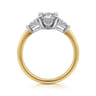 Sima - 14K White-Yellow Gold Marquise Shape Three Stone Diamond Engagement Ring - 0.3 ct