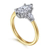 Sima - 14K White-Yellow Gold Marquise Shape Three Stone Diamond Engagement Ring - 0.3 ct
