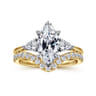 Sima - 14K White-Yellow Gold Marquise Shape Three Stone Diamond Engagement Ring - 0.3 ct