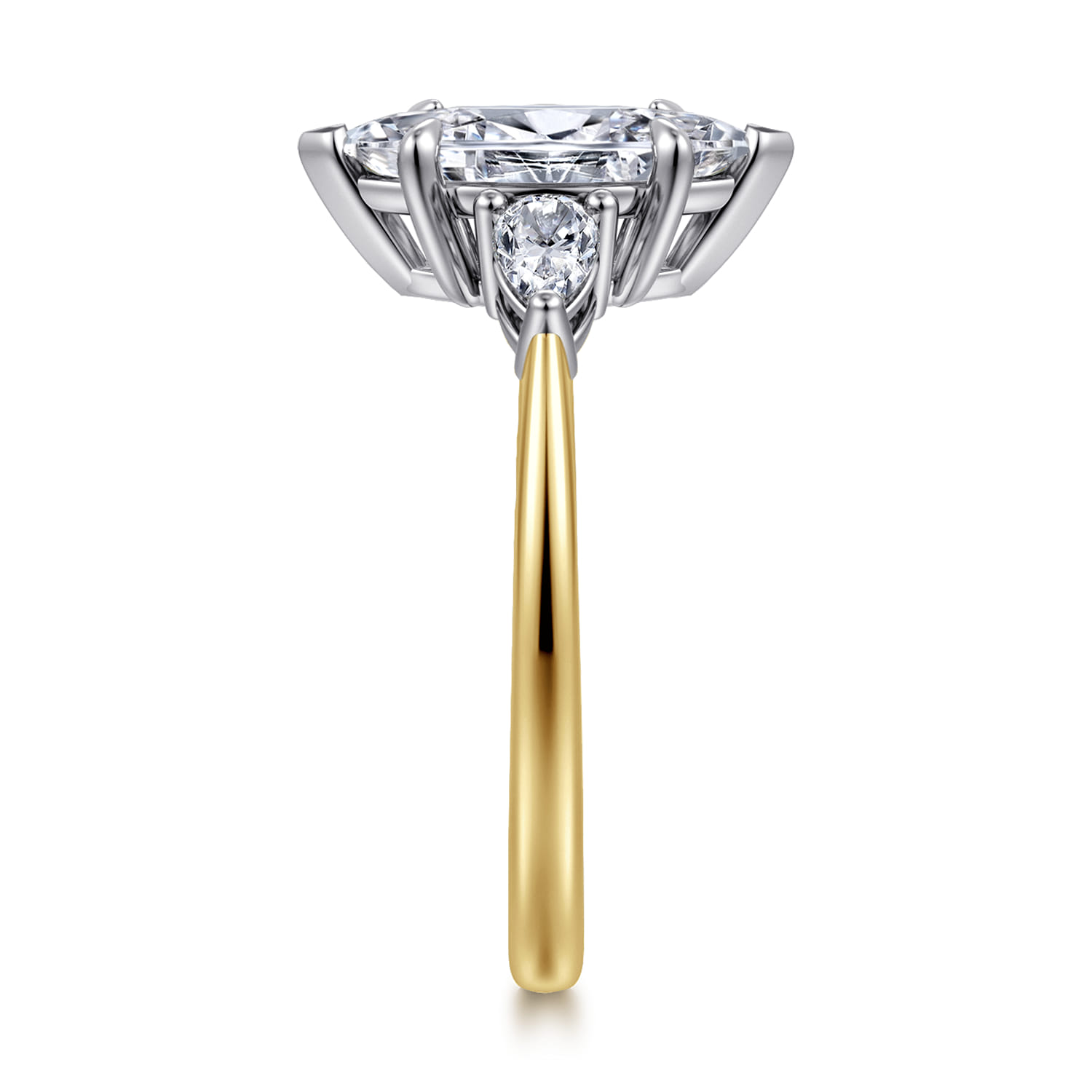 Sima - 14K White-Yellow Gold Marquise Shape Three Stone Diamond Engagement Ring - 0.3 ct - Shot 5