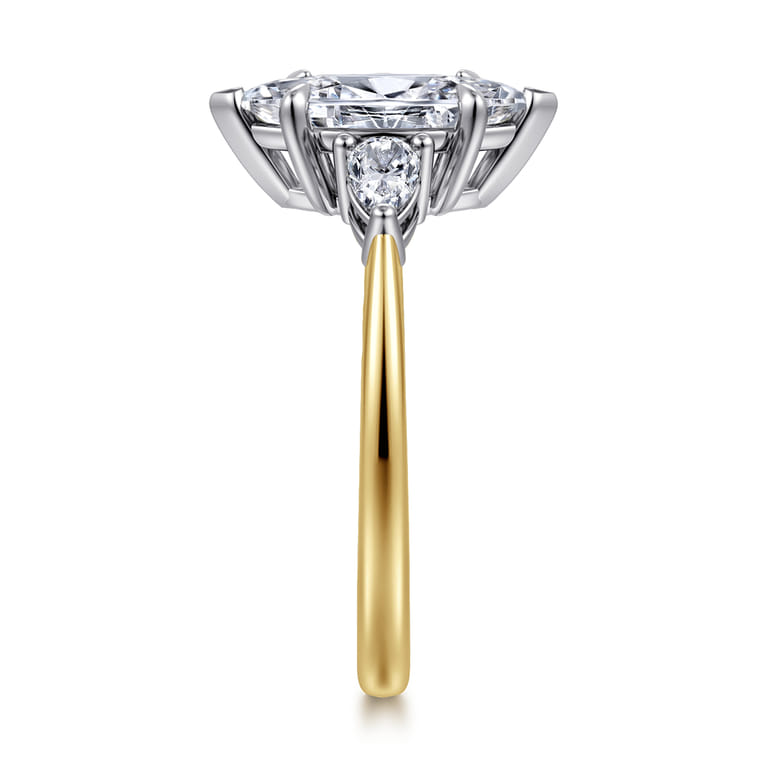Sima - 14K White-Yellow Gold Marquise Shape Three Stone Diamond Engagement Ring - 0.3 ct - Shot 5