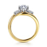 Elin - 14K White-Yellow Gold Marquise Shape Three Stone Diamond Engagement Ring - 0.5 ct