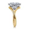 Elin - 14K White-Yellow Gold Marquise Shape Three Stone Diamond Engagement Ring - 0.5 ct