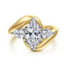Beyond - 14K White-Yellow Gold Bypass Marquise Shape Three Stone Diamond Engagement Ring - 0.7 ct