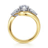 Beyond - 14K White-Yellow Gold Bypass Marquise Shape Three Stone Diamond Engagement Ring - 0.7 ct
