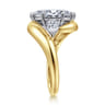 Beyond - 14K White-Yellow Gold Bypass Marquise Shape Three Stone Diamond Engagement Ring - 0.7 ct
