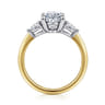 Sima - 14K White-Yellow Gold Oval Three Stone Diamond Engagement Ring - 0.3 ct