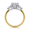 Sima - 14K White-Yellow Gold Oval Three Stone Diamond Engagement Ring - 0.3 ct