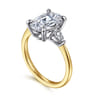 Sima - 14K White-Yellow Gold Oval Three Stone Diamond Engagement Ring - 0.3 ct