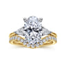 Sima - 14K White-Yellow Gold Oval Three Stone Diamond Engagement Ring - 0.3 ct