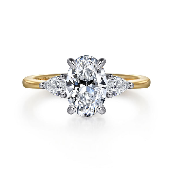 14k Yellow Gold Oval Triple Emerald And Diamond Ring