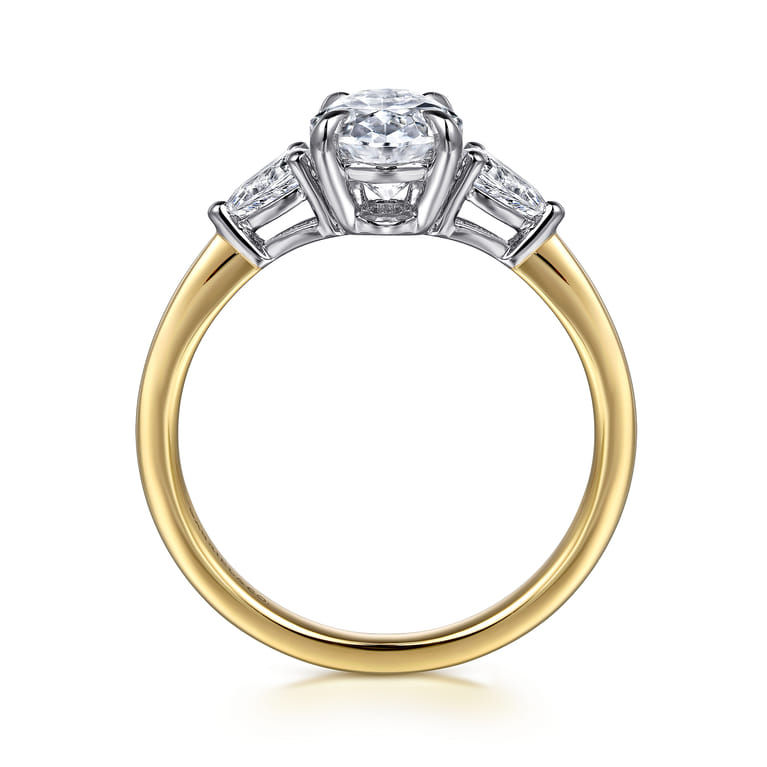 Sima - 14K White-Yellow Gold Oval Three Stone Diamond Engagement Ring - 0.3 ct - Shot 2