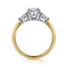 Sima - 14K White-Yellow Gold Oval Three Stone Diamond Engagement Ring - 0.3 ct